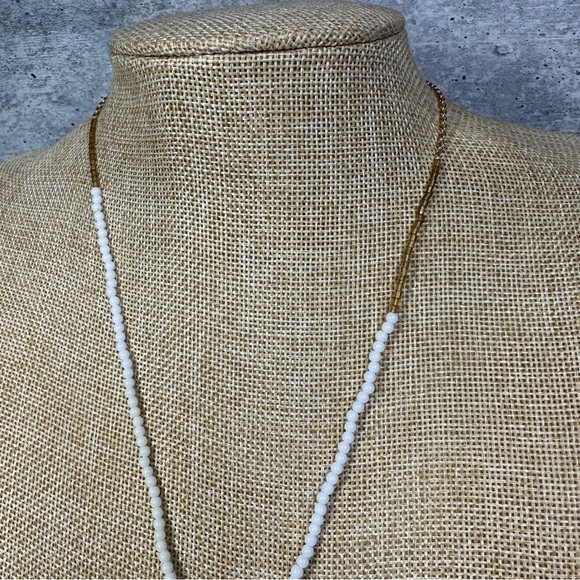 J. Crew seashell white beaded gold tone necklace with charms - Picture 4 of 4